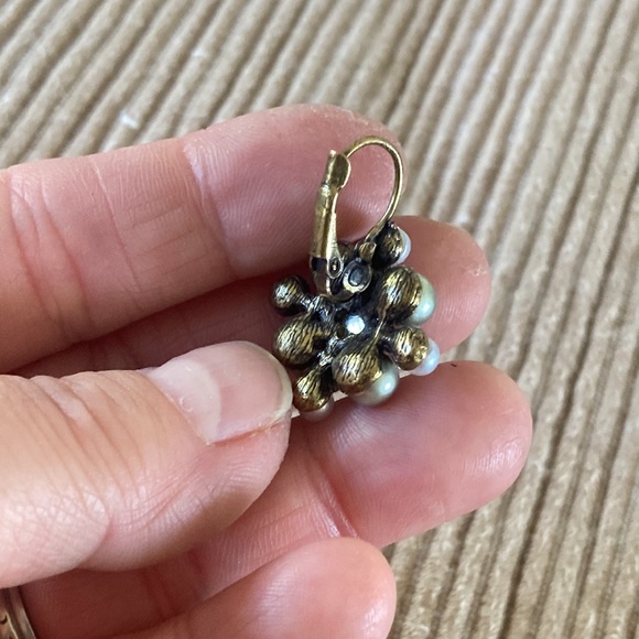 Sage & White Pearls & Peridot Rhinestone Lever Back Drop Earring Set In … - Picture 7 of 8